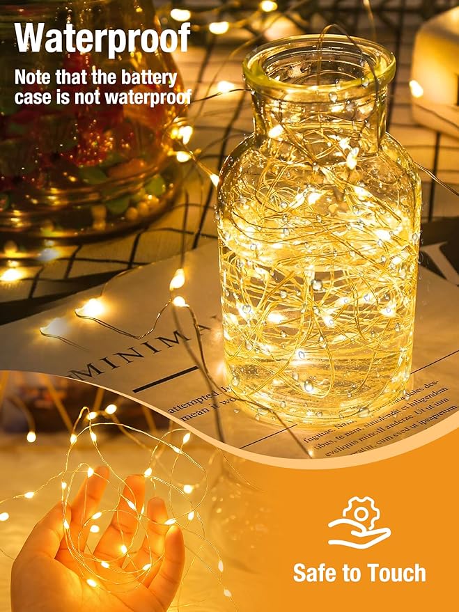 btfarm 4 Pack Fairy Lights Battery Operated with Timer, 16.4 FT 50 LED Twinkle String Lights 8 Modes Dimmable Waterproof Silver Wire for Indoor Bedroom Christmas Party Wedding Decorations, Warm White-Ruum Studio Home