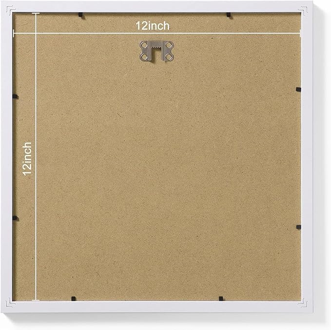 Vittanly 12x12 Picture Frames Set of 9, Shatter Resistant Plexiglass, Display 8x8 Pictures with Mat or 12x12 without Mat, Photo Frames for Wall Mount, Engineered Wood, White-Ruum Studio Home