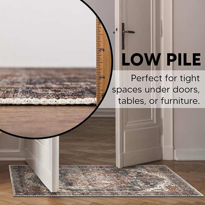 Keen Home Design 2x3 Rug - Machine Washable Entry Rug with Non-Slip Backing, Ideal for Enteryway, Kitchen, Bathroom, Laundry Room - Vintage, Easy Clean, Durable, Low Pile Rug - (2' x 3')-Ruum Studio Home