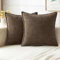 MIULEE Pack of 2 Couch Throw Pillow Covers 24x24 Inch Brown Farmhouse Decorative Pillow Covers with Stitched Edge Soft Chenille Solid Dyed Spring Pillow Covers for Sofa Bed Living Room-Ruum Studio Home