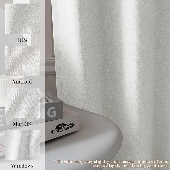 70" W x 108" L Faux Linen Room Divider Curtains, Full Blackout Pinch Pleated Drapes for Traverse Rod, Bedroom Divider Privacy Drapery with Hooks for Ceiling Track, 1 Panel, Greyish White-Ruum Studio Home