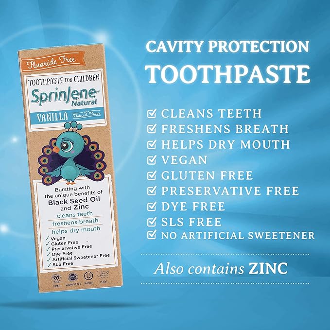 SprinJene Natural Kids Toothpaste, Vanilla | Natural Children’s Toothpaste | Fluoride Free Toothpaste for Toddlers | 4 Pack-Ruum Studio Home
