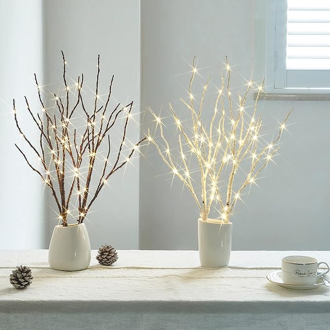Birchlitland Lighted Birch Branches with Timer Battery Operated 18IN 70L Warm White LED Fairy Lights, Artificial Decorative Branch Lights for Home and Holiday Decoration Indoor Outdoor-Ruum Studio Home