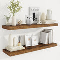 36 Inch Floating Shelves, 9.3 Inch Deep Rustic Wall Shelves - Extra Deeper Wall Mounted Storage Shelves for Bathroom, Kitchen, Living Room (Brown, Set of 2)-Ruum Studio Home