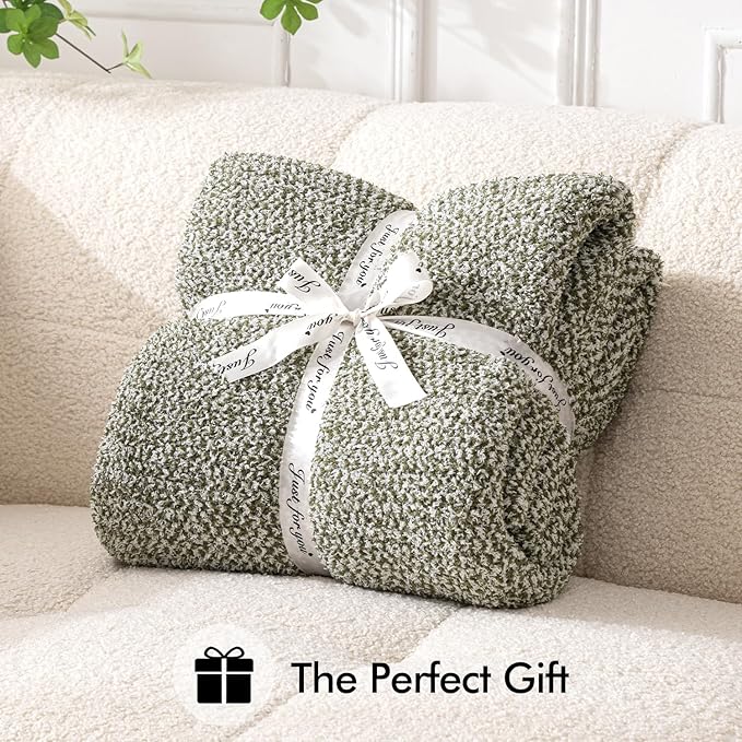 MIULEE Super Soft Throw Blanket for Couch, Olive Green Cozy Fluffy Warm Blankets Lightweight Knit Throw Blankets for Sofa, Bed, Chair, Living Room, Camping, Picnic, 50 x 60 inch-Ruum Studio Home