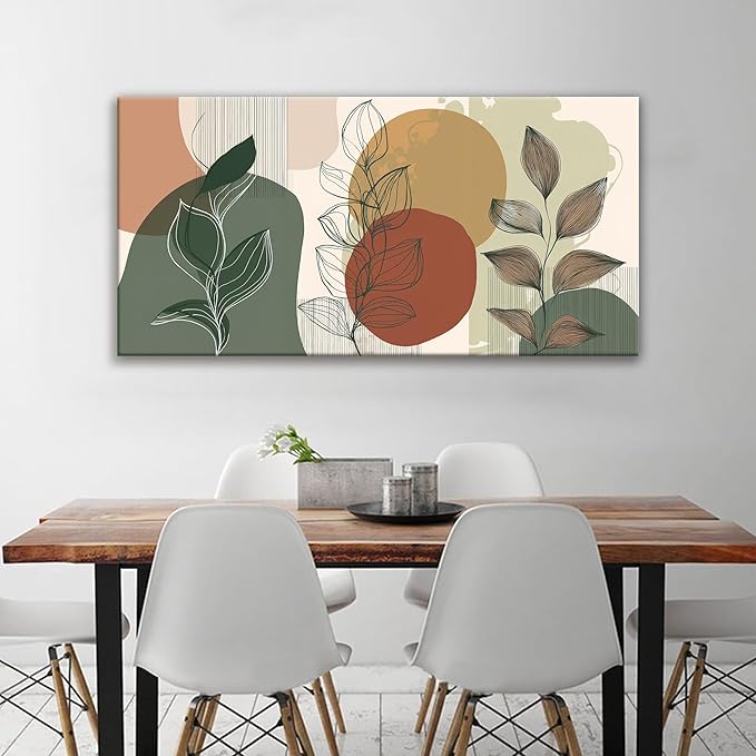 Tsomzxng Canvas Art Wall Decor Abstract Boho Wall Art For Living Room Modern Century Canvas Prints Paintings Pictures Green Botanical Bohemain Wall Art For Hotel Home Wall Artwork 24x48 Inch-Ruum Studio Home