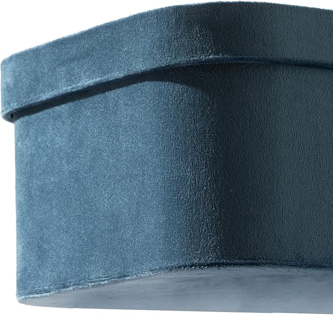La Jolie Maison Velvet Storage Baskets with Lids, Sturdy Stackable Cardboard Boxes with Decorative Trays, Organizer Bins for Bathroom Bedroom Organizing, Prussian Blue, Set of 3-Ruum Studio Home