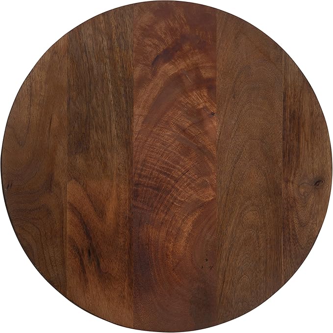 Kate and Laurel Aja Modern Side Table; 15 x 15 x 23; Walnut Brown; Decorative Modern Geometric Wood Bedroom Nightstand Table with Round Tabletop and Unique Slanted Legs-Ruum Studio Home