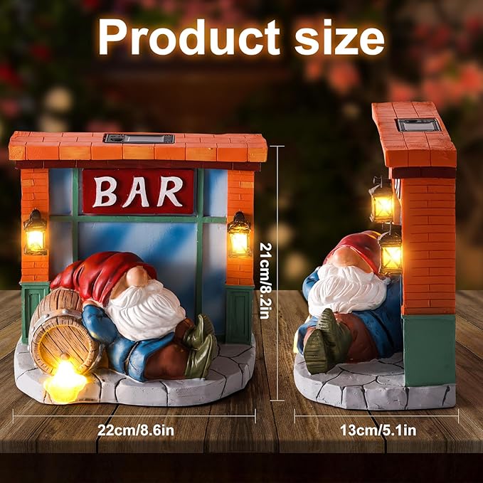 WINTS Garden Gnomes Solar Lights,Solar Gnomes Outdoor,Funny Garden Gnomes Decoration for Lawn,Balcony,Yard,Patio Gnome Gifts for Mom,Men-Ruum Studio Home
