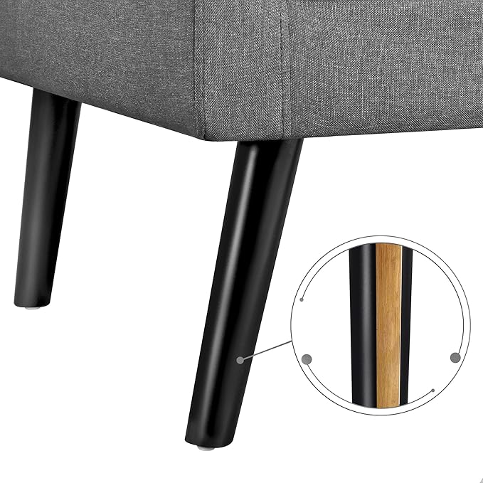 Yaheetech Modern Living Room Chair, Mid-Century Armchair Button Tufted Back and Wood Legs, Vintage Lounge Chair for Bedroom/Home Office/Study, Gray-Ruum Studio Home