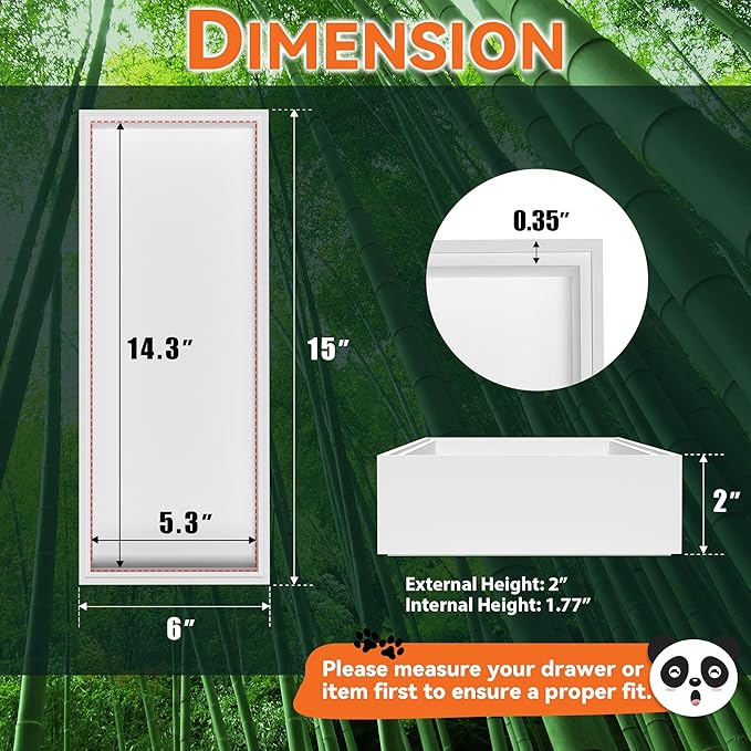 Kitchen Drawer Organizer - 2 Pack, Stackable Bamboo Drawer Organizers, Wooden Storage Box Tray for Cabinet, Pantry, Bathroom Countertop, Multi-use Organization and Storage (White)-Ruum Studio Home