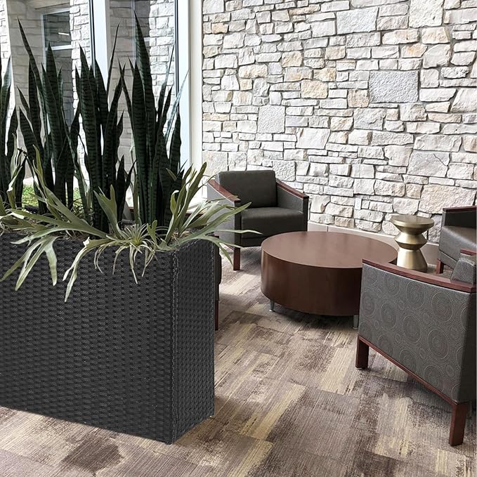 SUNNYPARK Tall Rectangular Planter with Removable Liner, All-Weather PE Rattan Large Modern Planters Indoor Outdoor Flower Plant Pots Garden Box Patio Yard Front Porch Deck-Ruum Studio Home