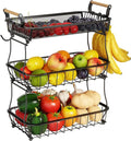 ANTOPY 3 Tier Fruit Basket with 2 Banana Hangers, Countertop Fruit Vegetable Basket Bowl for Kitchen Counter Metal Mesh Basket Fruits Stand Produce Holder Organizer for Onion Potato Bread Snack Veggie-Ruum Studio Home
