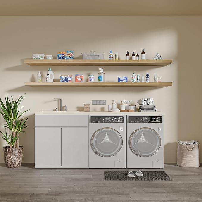 IAE Floating Wall Shelves 72 inch,Bathroom Shelves Wall Mounted,Invisible Shelves Floating Kitchen Shelves,Wooden Wall Shelves with Brackets for Living Room Wall Mounted,Easy Install,Set of 2,Natural-Ruum Studio Home