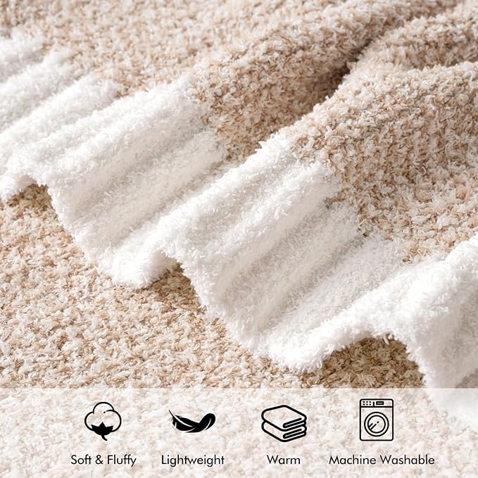 MIULEE Beige Super Soft Throw Blanket for Bed, Twin Size Cozy Fluffy Warm Blankets Knit Blankets for Couch, Sofa, Chair, Living Room, Camping, Picnic, 60 x 80 inch-Ruum Studio Home