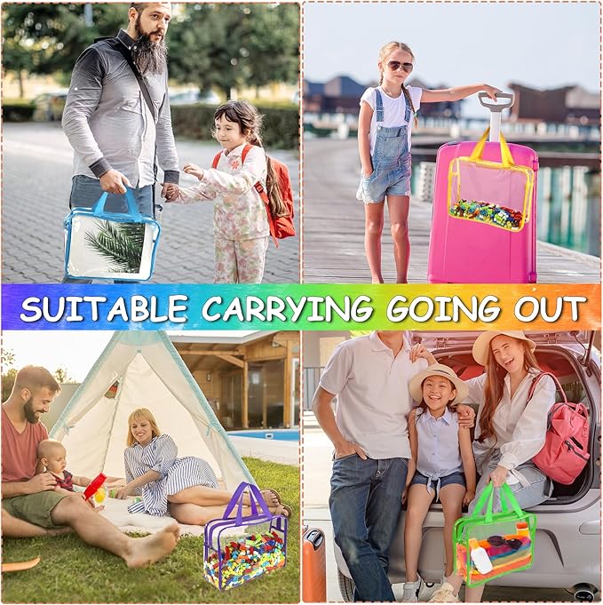 OPELETNNT 6 Color Large Toy Storage Bags with Labels, Reusable Clear PVC Board Game Storage, Travel Waterproof Organizer Bags with Zipper for Building Blocks, Puzzle, Kids Books-Ruum Studio Home