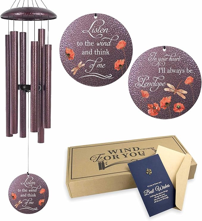 ASTARIN Dragonfly Wind Chimes for Loss of Loved One, Personalized Windchimes in Memory of a Loved One, Bereavement Gifts for Loss of Father Mother, 3 Size Deep Tone Wind Chime-Ruum Studio Home