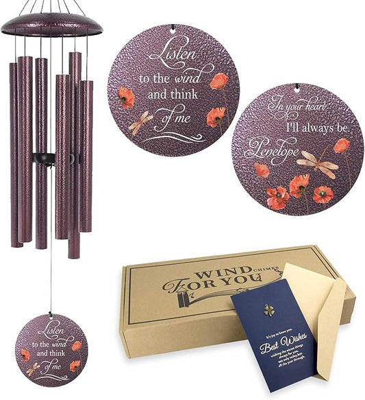 ASTARIN Dragonfly Wind Chimes for Loss of Loved One, Personalized Windchimes in Memory of a Loved One, Bereavement Gifts for Loss of Father Mother, 3 Size Deep Tone Wind Chime-Ruum Studio Home