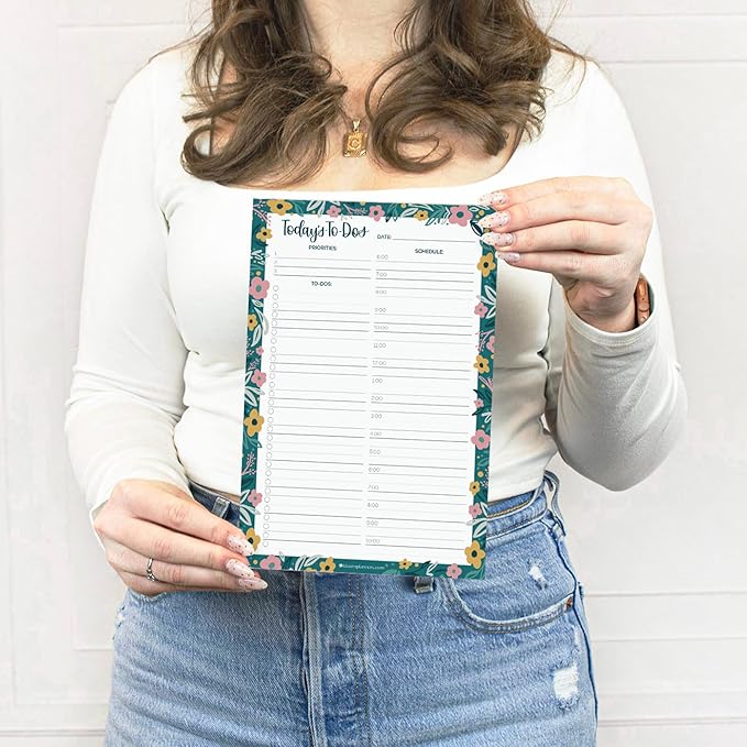 bloom daily planners Undated Daily Planner Notepad with Hourly Schedule for Appointments - Time Block To Do List Planning Pad - 80 Sheets - 6" x 9" - Garden Blooms-Ruum Studio Home