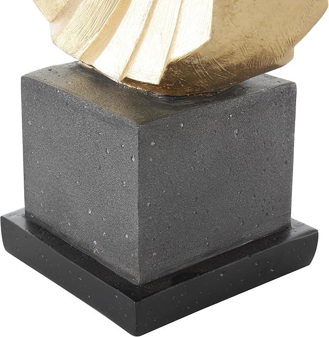 Deco 79 Polystone Dancer Decorative Sculpture Home Decor Statue with Black Square Base, Accent Figurine 9" x 4" x 12", Gold-Ruum Studio Home