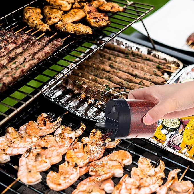 50 Pack 4.7 oz Plastic Spice Jars with Black Cap Empty Clear Plastic Spice Bottle Containers Reusable Seasoning Jars with Shaker Lids for Kitchen Storing and Dispensing Salt Powders-Ruum Studio Home