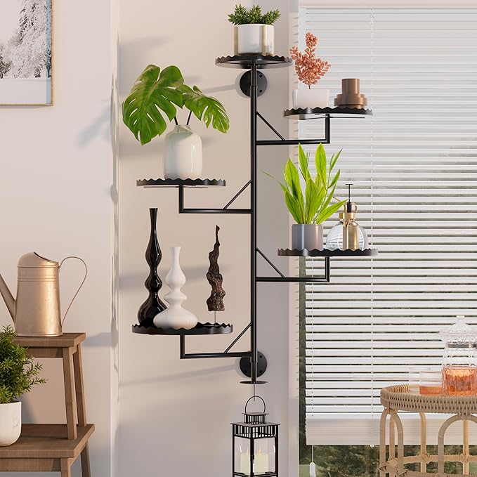 Rotating Wall Plant Shelves Versatile Window Plant Shelf for Indoor Plants Bathroom Living Room Use Wall Planter with Durable Metal Material 5 Pots-Ruum Studio Home