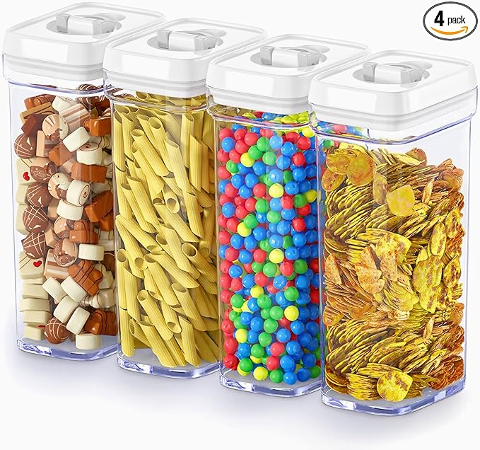 DWËLLZA KITCHEN Airtight Food Storage Containers – 4 Piece set Air Tight Pantry Storage Containers Clear Kitchen Organization and Storage Set BPA-Free - Keeps your Food Fresh & Dry-Ruum Studio Home