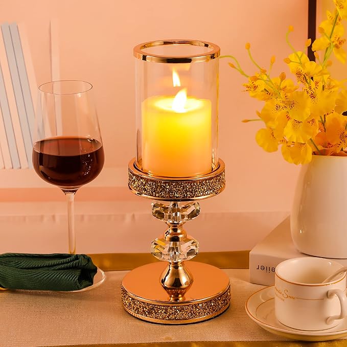 Candle Holder, Pillar Candle Holders, Crystal Candlesticks Holder for Wedding, Parties, Events, Chirstmas,Home Decor, Table Centerpieces CH028D (M)-Ruum Studio Home