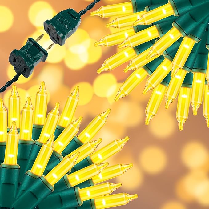150LIGHTS Yellow Extra-Bright with End Connectors Christmas Decorative Lights 9.72m UL Certified Mini String Light Set Waterproof for Home Garden Holiday Christmas Tree Party Patio Wedding-Ruum Studio Home