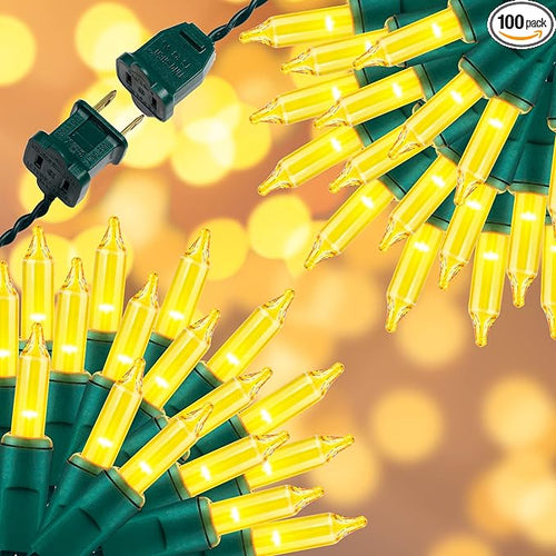 100LIGHTS Yellow Extra-Bright with End Connectors Christmas Decorative Lights 5.98m UL Certified Mini String Light Set Waterproof for Home Garden Holiday Christmas Tree Party Patio Wedding-Ruum Studio Home