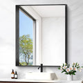 Black Bathroom Mirror, 30x36 Inch Rectangular Framed Mirror, Large Wall Mounted Bathroom Vanity Mirror Over Sink for Bedroom,Restroom, Living Room, Hangs Vertically or Horizontally-Ruum Studio Home