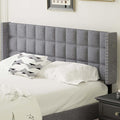 VECELO Headboard Queen Size, Linen Upholstered Headboards Only with Nailhead Trim Wingback, Square Stitched Design, Adjustable Height from 40" to 49.8", Light Grey-Ruum Studio Home