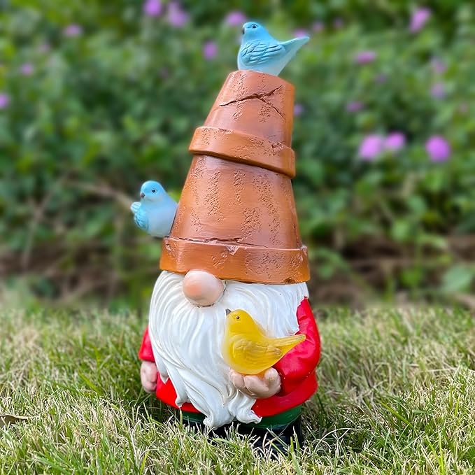 COWOS Solar Garden Figurine, Cute Resin Gnome Sculpture, Garden Statues Outdoor Decor, Funny Gnome Gift Sculpture Decoration for Home Patio Yard Lawn Porch Ornament-Ruum Studio Home