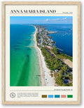 HesenDot Natural OAK Wood Framed Anna Maria Island Wall Art,12x16in Florida Seascape Canvas Wall Print,Classic Urban Landmark Wall Decor for Living Room, Bedroom,Office Gallery Set of 1-Ruum Studio Home