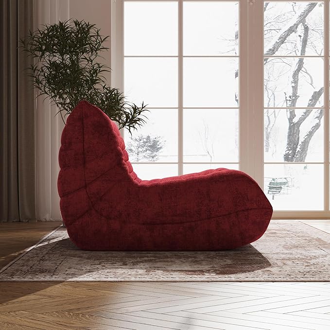Bean Bag Chair, Fireside Chair Bean Bag Sofa Large Bean Bag Chair for Adults, Bean Bag Chairs for Teens with High Density Comfortable Foam, Memory Foam Bean Bag for Living Room, Bedroom (Red)-Ruum Studio Home