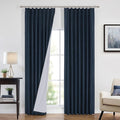 Vision Home Navy Blue Pinch Pleated Full Blackout Curtains Linen Blended Room Darkening Curtain Panels 84 inch for Living Room Bedroom Thermal Insulated Pinch Pleat Drapes with Hooks 40" Wx84 Lx2-Ruum Studio Home