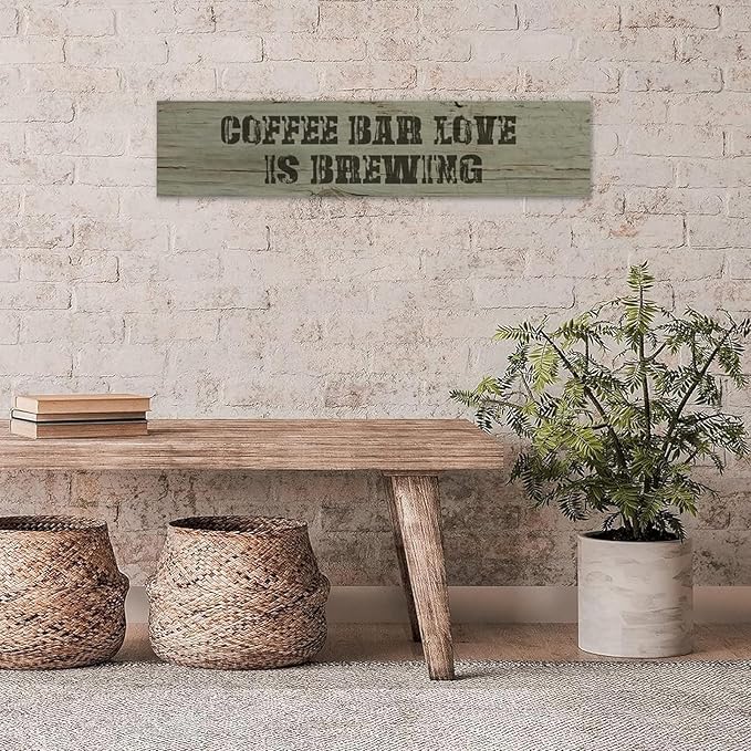 Generic Funny Wood Sign Coffee Bar Love is Brewing Rustic Wooden Hanging Sign Home Farmhouse Kitchen Wall Decoration 16 x 4 Inch-Ruum Studio Home