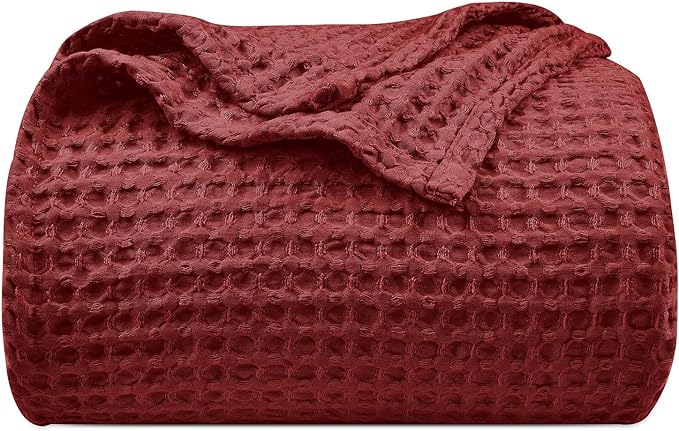 PHF Ultra Soft Waffle Weave Blanket King Size 104"x 90"- Washed Lightweight Breathable Cozy Woven Blanket for Bed - Aesthetic Decor for Couch Bedding Sofa Home Car - Wine-Ruum Studio Home