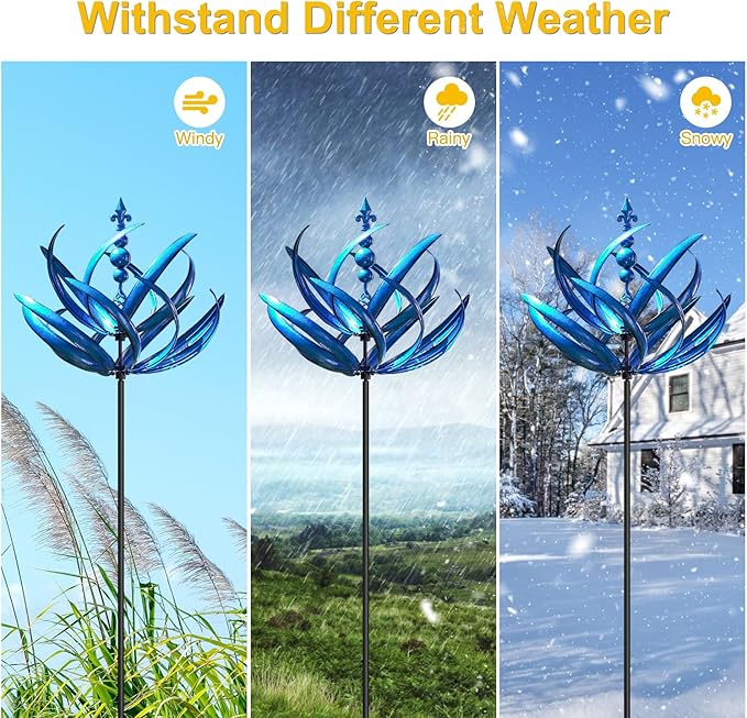 LimeHill Wind Spinner for Yard and Garden - Large Metal Kinetic Wind Sculptures, Yard Art Outdoor Decor (27 x 91 inches)-Ruum Studio Home