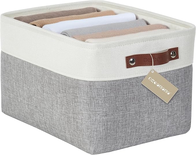 DECOMOMO Storage Bins Fabric Storage Baskets for Shelves, Linen Closet Organization Toys Nursery (Grey and White, Large - 1 Pack)-Ruum Studio Home