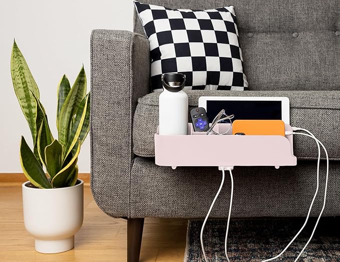Squirrel Pink Bedside Perch for College Dorm Room Lofted Beds with USB-C & A Charging Ports, Teenage Gifts, Dorm Room Gifts, Gifts for college, fits most Hydro Flask, Oswala and Yeti bottles.-Ruum Studio Home