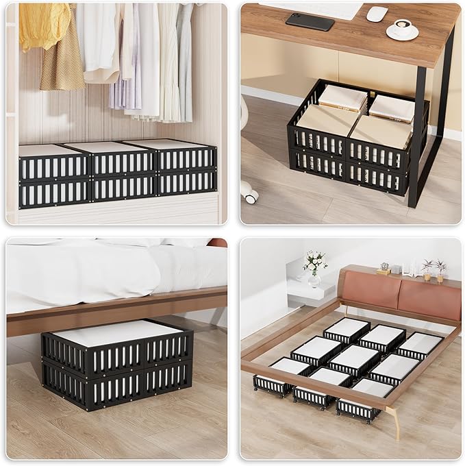 Bamboo Under Bed Storage with Wheels (2-Pack) – Rolling Underbed Shoe Organizer Box for Shoes, Blankets, Toys, Clothes Container Space-Saving Organizer Bins for Bedroom, Closet, Dorm, Nursery-Ruum Studio Home