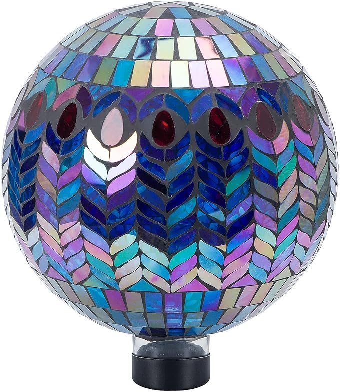 VCUTEKA Gazing Ball, Glass Mosaic Gazing Balls Sphere for Garden Lawn Outdoor Ornament Yard Decorative, 10-Inch, Purple-Ruum Studio Home