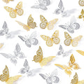 SAOROPEB 3D Butterfly Wall Decor 48 Pcs 4 Styles 3 Sizes, Butterfly Birthday Decorations Party Decorations Cake Decorations Wedding Decor, Removable Stickers (Gold, Silver)-Ruum Studio Home