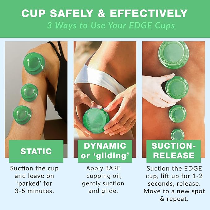 Silicone Cupping Therapy Set Professional Massage Cupping Cups for Cupping Therapy 4 Cup Kit for Massage, Myofascial Release, Cellulite Reduction (Lure Green)-Ruum Studio Home