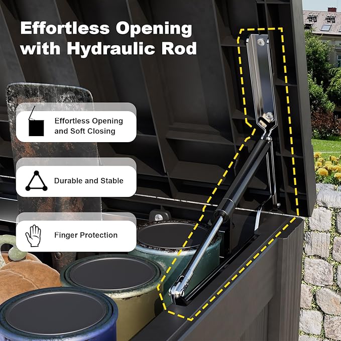 150 Gallon Outdoor Deck Box,Storage Lockable Waterproof Patio Furniture,Garden Tools,Cushions,Pool Accessories Outside Storage Resin Box(Black)-Ruum Studio Home
