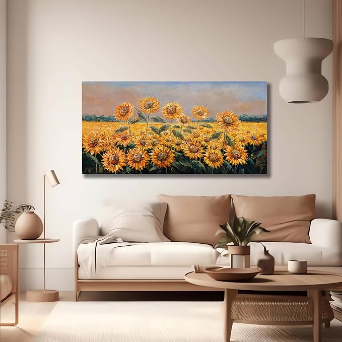 Yuaxker Large Sunflower Wall Decor Yellow Aesthetic Floral Canvas Painting Unique Flower Printed Wall Art Artwork for Living Room Bedroom Dining Room Office Home Decor 30x60inch-Ruum Studio Home