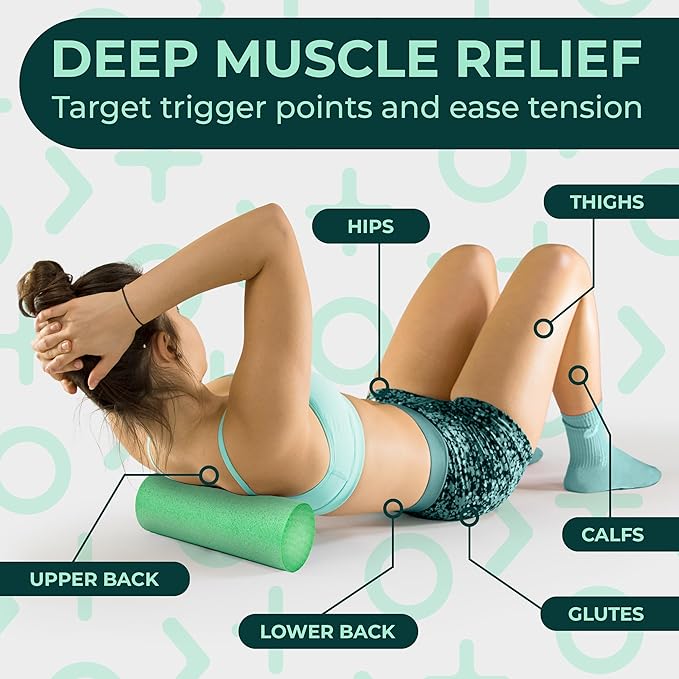 Yoga Foam Roller for Physical Therapy & Exercise – Soft Back Roller for Back Pain, Legs, and Shoulders, 12in x 4in Travel Size – Deep Tissue Massage for Myofascial Release-Ruum Studio Home
