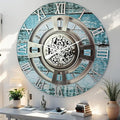 The Gears Clock Real Moving Gear Wall Clock England Line (Aqua Green, 24 inches (60 cm))-Ruum Studio Home