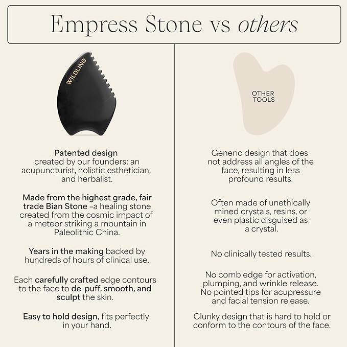WILDLING Empress Stone Gua Sha Facial Stone I Facial Massage Stone to Lift, Plump, Tone + Sculpt I Patented Design Crafted with 100% Authentic Bian Stone-Ruum Studio Home